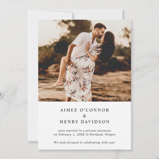Invitation Script Rustique Photo Réception de mariage moderne (Dos)