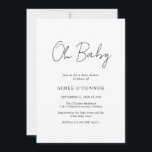 Invitation Script rustique simple et élégant Baby shower mode<br><div class="desc">Baby shower moderne en noir et blanc avec un design simple avec "Oh Baby" dans un style rustique typographie script. Cette élégante invitation sans distinction de genre avec un agencement minimaliste est idéale que vous ayez un garçon ou une fille.</div>