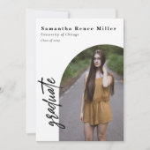 Invitation Script simple Arc moderne 2 Photo Graduation (Devant)
