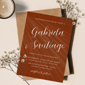 Invitation Script simple Burange Orange et Mariage blanc
