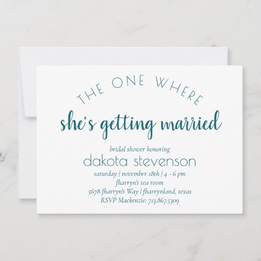 Invitation Script simple | Celle Où Elle Se Marie (Devant)