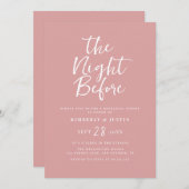 Invitation script simple dusté nuit rose avant l'invitation (Devant / Derrière)