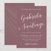 Invitation Script simple Dusty violet et Mariage blanc (Devant / Derrière)