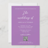 Invitation Script simple élégant doux violet Mariage de code (Devant)