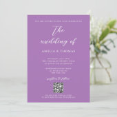 Invitation Script simple élégant doux violet Mariage de code (Debout devant)