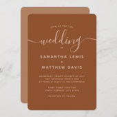 Invitation Script simple élégant Terracotta Mariage bohème (Devant / Derrière)