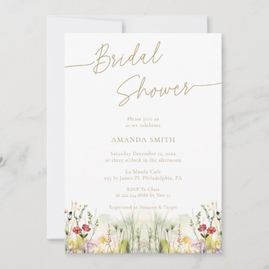 Invitation Script simple en Fête des mariées florale élégante (Devant)