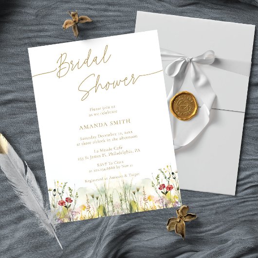 Invitation Script simple en Fête des mariées florale élégante