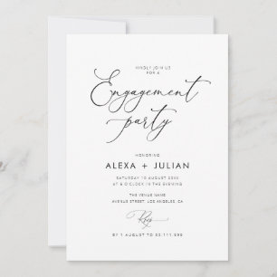 Invitation script simple et élégant noir et blanc