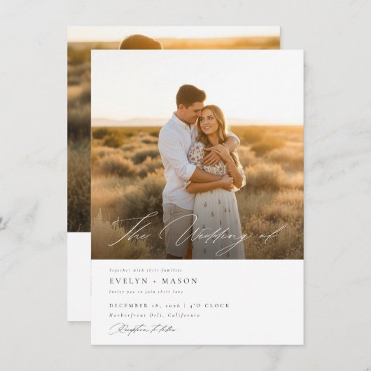 Invitation Script simple et élégant QR Code photo Mariage bud (Devant / Derrière)