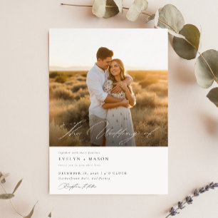 Invitation Script simple et élégant QR Code photo Mariage bud