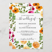 Invitation Script simple floral rose et orange (Devant / Derrière)