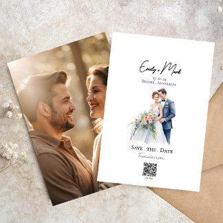 Invitation Script simple minimaliste Photo Enregistrer la dat