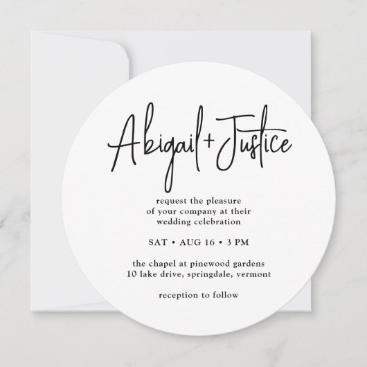 Invitation Script simple moderne et photo Mariage rond unique (Devant)