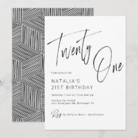 Script simple Noir moderne et blanc 21e anniversai