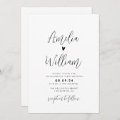 Invitation script simple tout en un seul mariage de code QR (Devant / Derrière)