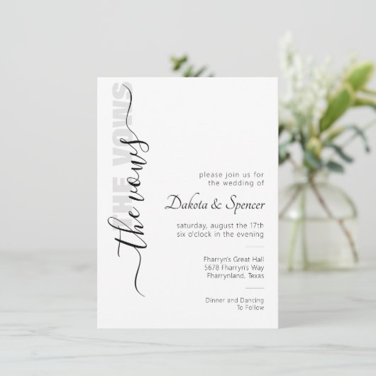 Invitation Script simple | Vows Mariages minimaux modernes In (Debout devant)