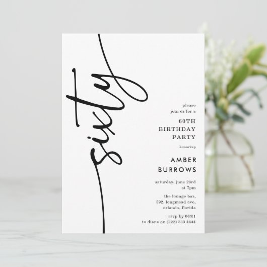 Invitation Script Sixty' 60th Birthday (Debout devant)
