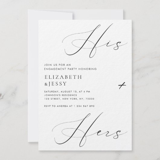 Invitation Script Son + Hers Couples Show Engagement Party (Devant)
