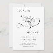 Invitation Script sophistiqué Mariage photo minimal moderne (Devant)