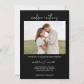 Invitation Script stylish noir simple avec Mariage photo (Devant)