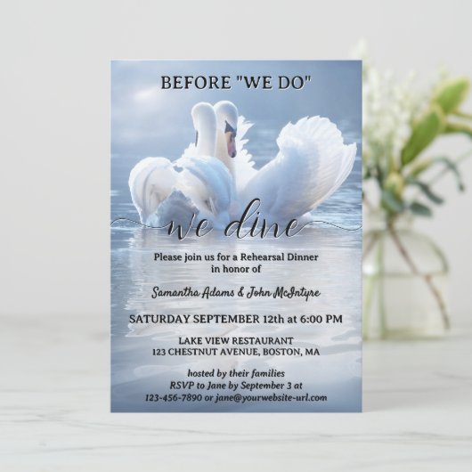 Invitation Script Swan Lake Wedding Rehearsal Dinner (Debout devant)