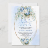 Invitation Script Téléchargeable Dusty Blue Peonies Sweet 16 (Devant)