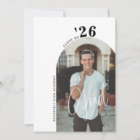 Invitation Script tendance 2-Photo 2024 Grad Party (Devant)