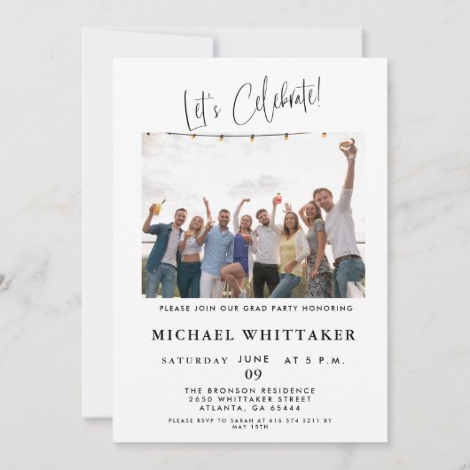 Invitation Script tendance 2-Photo 2024 Grad Party (Dos)