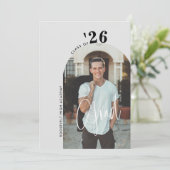 Invitation Script tendance 2-Photo Grey Grad Party 2024 (Debout devant)