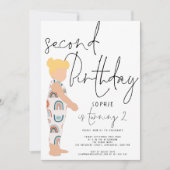 Invitation Script tendance fille Blonde Rainbows 2e anniversa (Devant)