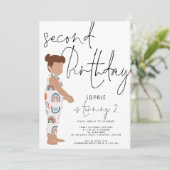 Invitation Script tendance fille Rainbows 2e anniversaire (Debout devant)
