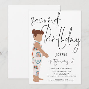 Invitation Script tendance fille Rainbows 2e anniversaire
