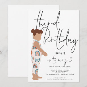 Invitation Script tendance fille Rainbows Cool enfants 3e ann