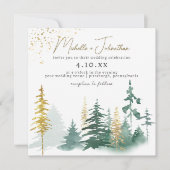 Invitation Script tendance Gold Green Forest Rustic Mariage (Devant)