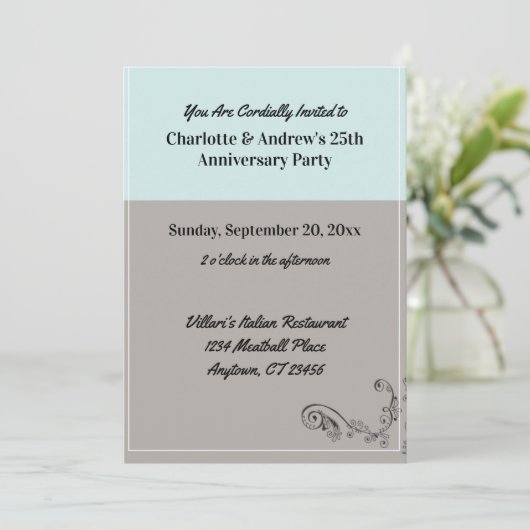 Invitation Script Texte bleu gris fête anniversaire (Debout devant)