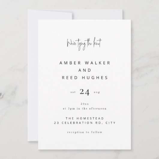 Invitation Script texte simple élégant classique Mariage simp (Devant)