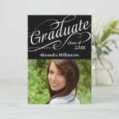 Invitation Script Tourbillonnant Black Graduate | Graduation (Debout devant)