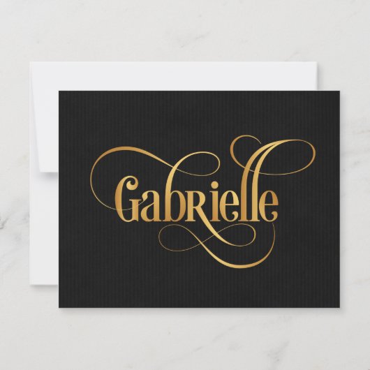 Invitation Script Tourbillonnant personnalisé Gabrielle Gold  (Dos)