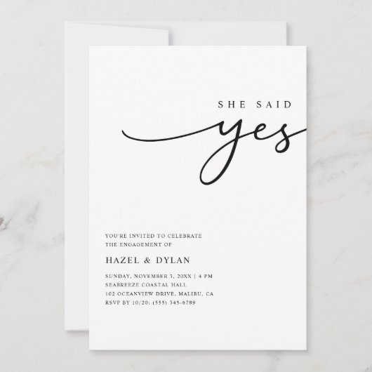 Invitation Script Trendy Minimal Mariage Photo Fiançailles (Devant)
