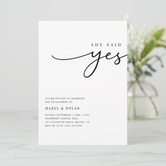 Invitation Script Trendy Minimal Mariage Photo Fiançailles (Debout devant)