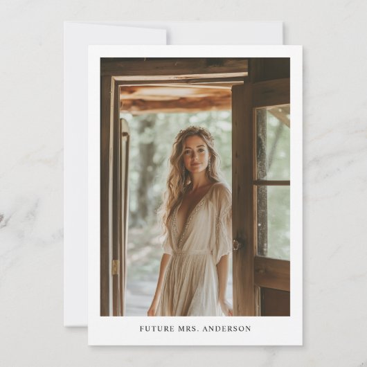 Invitation Script Trendy Minimal Mariage Photo Fiançailles (Dos)
