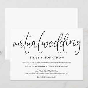 Invitation Script typographique simpliste Mariage virtuel