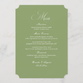 Invitation Script Typography Sage Green Wedding Menu Card (Devant)