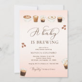 Invitation Script Un bébé brasse un Baby shower de café rose (Devant)