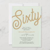 Invitation Script vert et or 60e anniversaire (Devant)