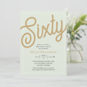 Invitation Script vert et or 60e anniversaire (Debout devant)