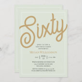 Invitation Script vert et or 60e anniversaire (Devant / Derrière)
