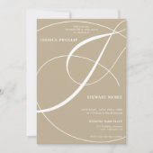Invitation Script vert kaki photo calligraphie mariage (Devant)