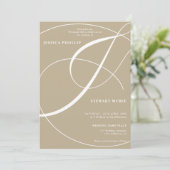 Invitation Script vert kaki photo calligraphie mariage (Debout devant)